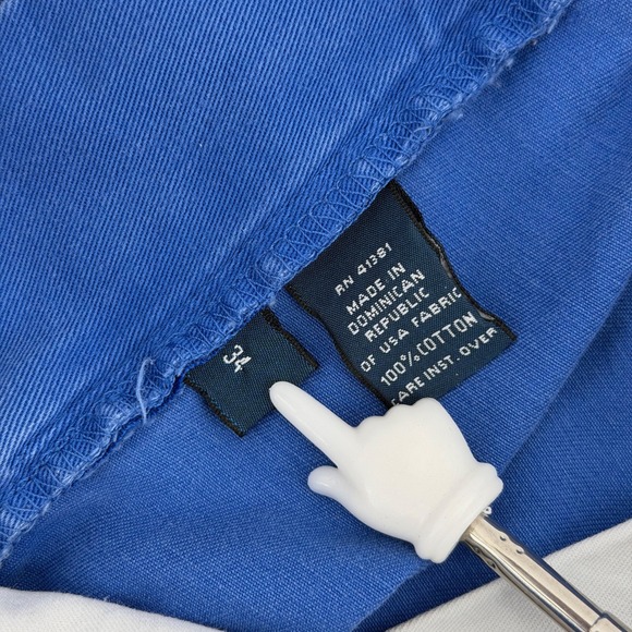 VTG 80s Polo Ralph Lauren Cargo Shorts Blue Cotton Chino Baggy Fit Mens Size 34 - Picture 5 of 10